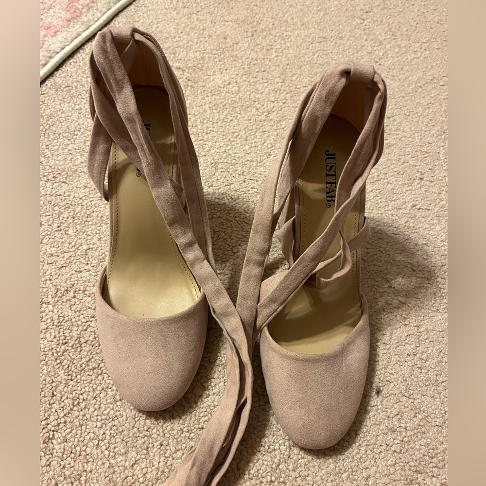 light pink lace up heels